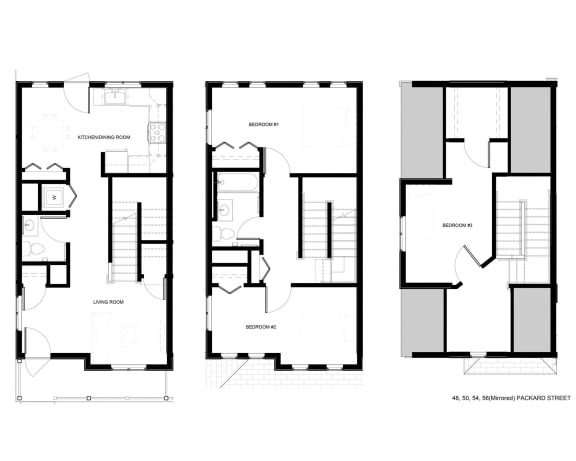 Floor Plan  three floor plans of different floors of a house