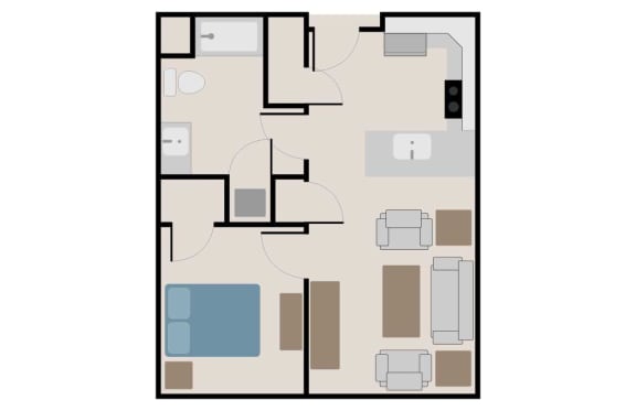 Floor Plan  One bedroom floor plan.