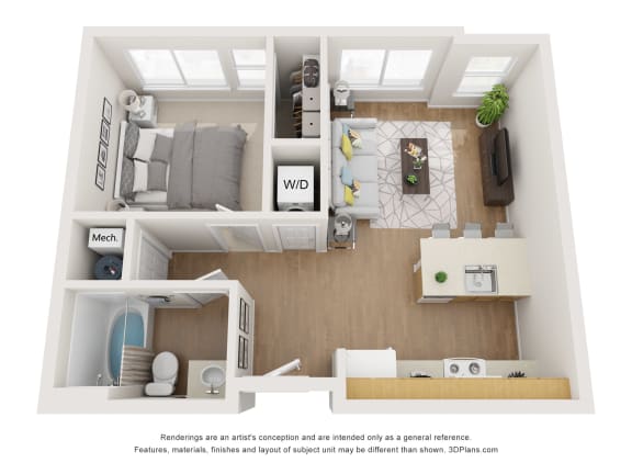 Floor Plan  a stylized floor plan with a bedroom and a living room