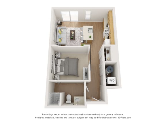 Floor Plan  a stylized floor plan with a bedroom and a living room