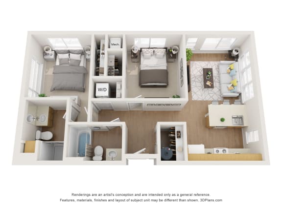 Floor Plan  a stylized floor plan with a bedroom and a living room