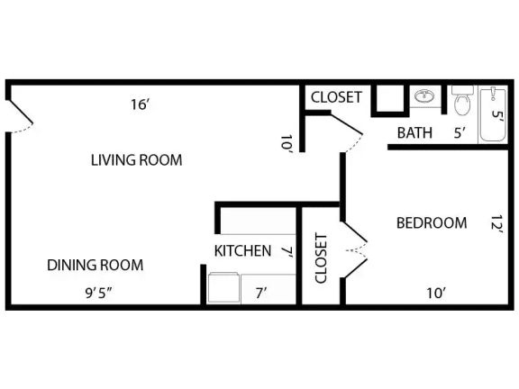 Floor Plan  1 bed 1 bath floor plan at Postmark at Littleton, Colorado, 80120