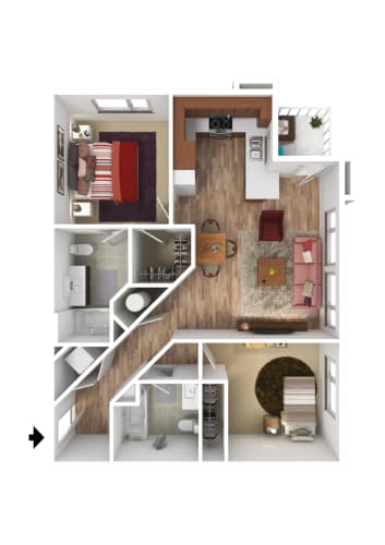 Floor Plan  2 Bed 2 Bath - 950 Sq Ft
