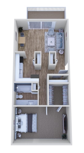 Floor Plan  1 Bedroom 1 Bathroom Floor Plan at The Wesley Apartments, Denver Colorado