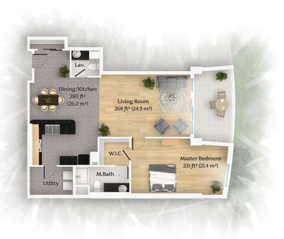 Floor Plan  One Bedroom