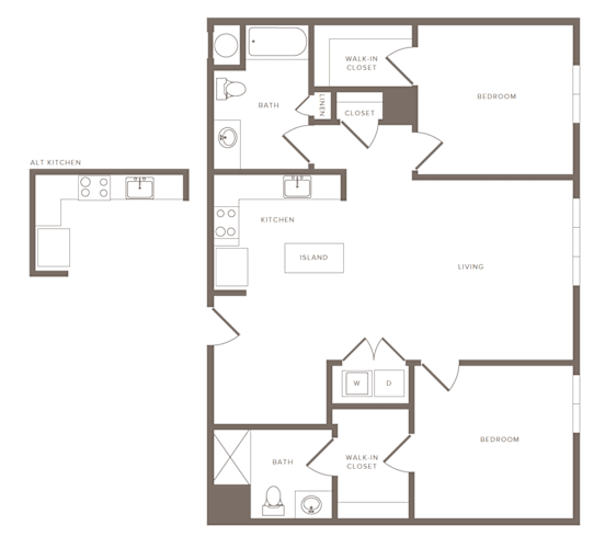 Floor Plan  A floor plan of a house with a living room, kitchen, and bathroom.