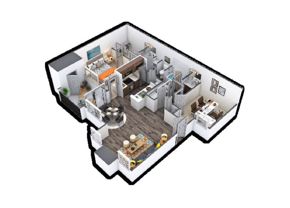 Floor Plan  a floor plan of a house shaped like a hexagon