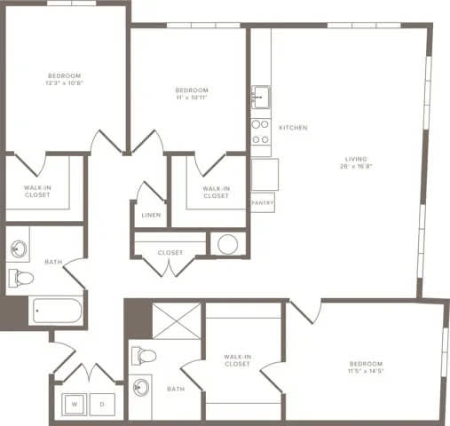 Floor Plan  A black and white image of a house floor plan.