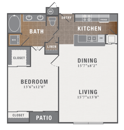 Floor Plan  1 Bed and 1 Bath