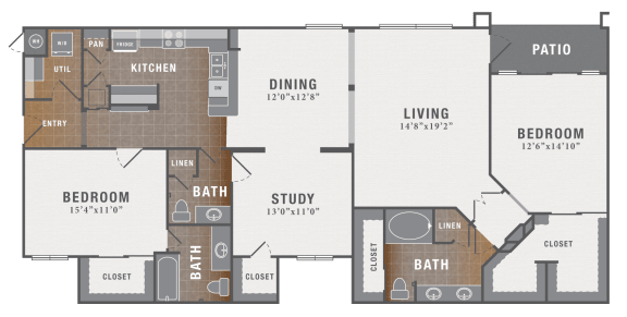 Floor Plan  B5 Study, 2 br, 3 ba, 1787 sq. ft.