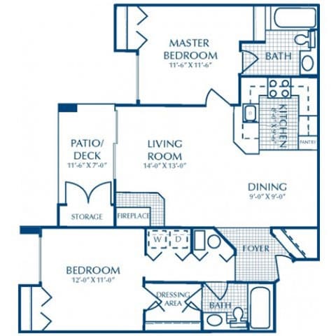 Floor Plan  2/2- Square Foot Range- 1100