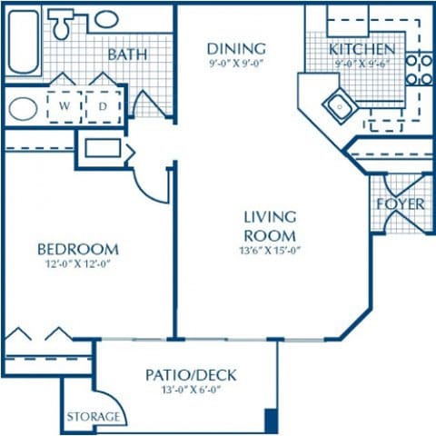 Floor Plan  1/1- Square Foot Range- 760
