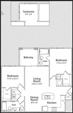 Floor Plan  2br/2ba, hampton
