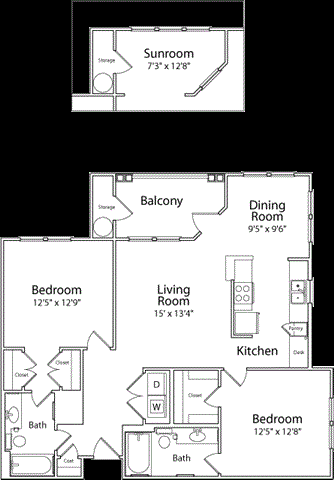 Floor Plan  2br/2ba, the lynnhaven