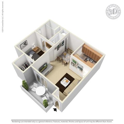 Floor Plan  Cameo, 1 br, 1 ba, 520 sq. ft. floor plan