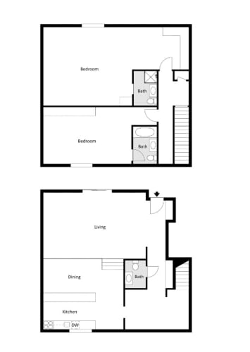 Floor Plan  2 Bedroom Townhome Floor Plan