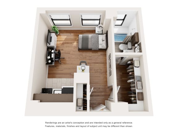 Floor Plan  Studio 1 bath B at The Argonne Apartments, Washington, DC, 20009
