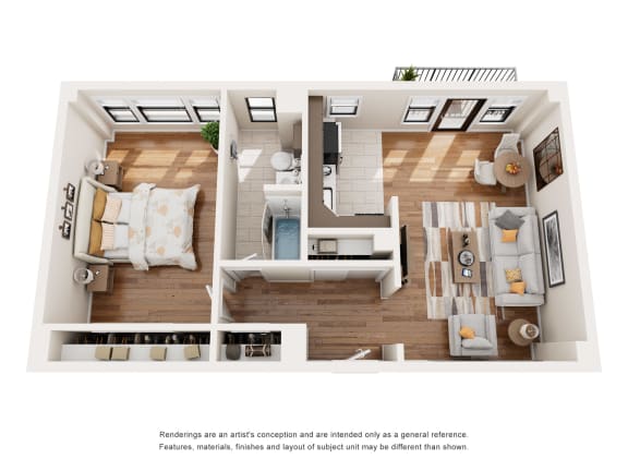 Floor Plan  1 bed 1 bath at The Argonne Apartments, Washington, 20009