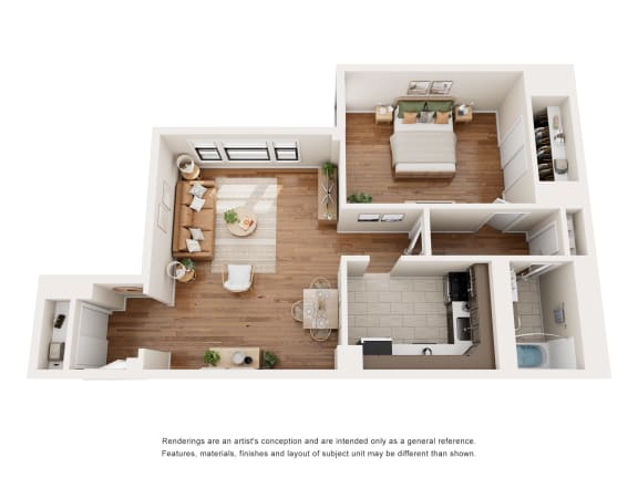 Floor Plan  1 bed 1 bath A at The Argonne Apartments, Washington, Washington DC
