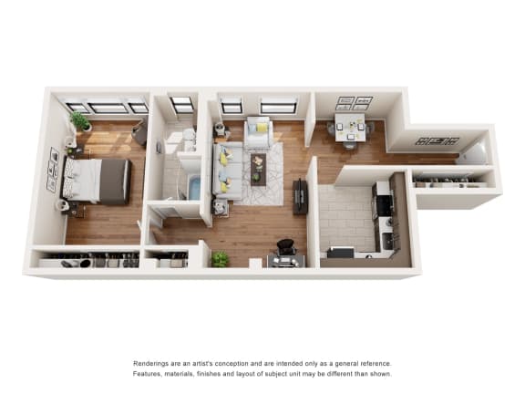 Floor Plan  1 bed 1 bath E at The Argonne Apartments, Washington, 20009