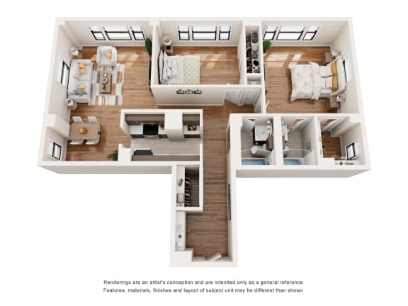 Floor Plan  2 bed 2 bath at The Argonne Apartments, Washington, DC, 20009