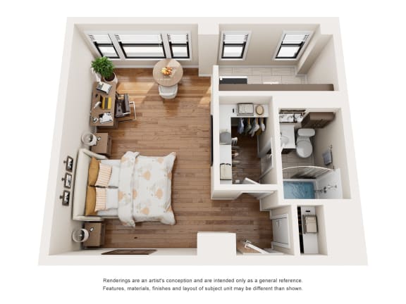Floor Plan  Studio 1 bath C at The Argonne Apartments, Washington