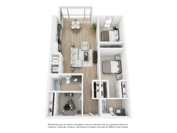 Floor Plan  Two Bedroom Two Bathroom Den at The Shay, Washington, DC 20001
