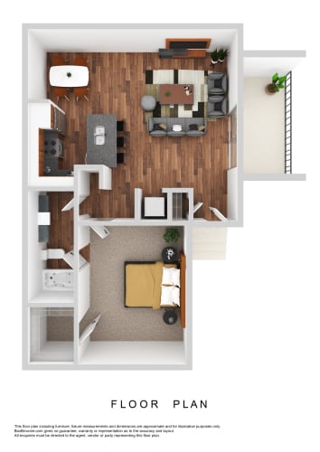Floor Plan  a stylized floor plan with a bedroom and a living room