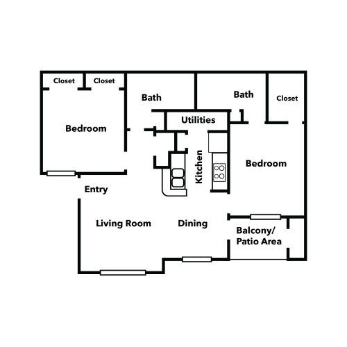 Floor Plan  2x2 A floor plan