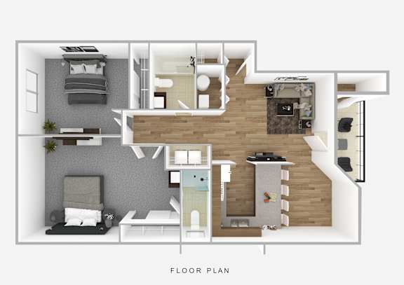 Floor Plan  A floor plan of a house with a living room, kitchen, dining room, and bedrooms.