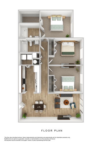 Floor Plan  a 3d floor plan of a furnished apartment