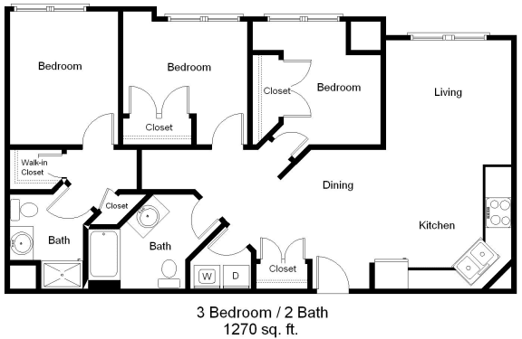 Floor Plan  3 Bed | 2 Bath