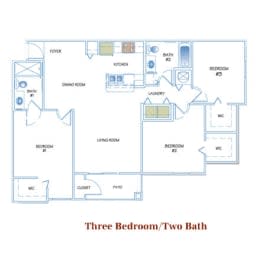 Floor Plan  3 Bedroom | 2 Bath