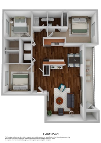 Floor Plan  a stylized floor plan with a bedroom and living room