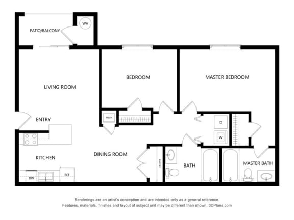 Floor Plan  2 Bed | 2 Bath