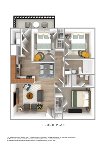 Floor Plan  a furnished floor plan of a 1 bedroom apartment