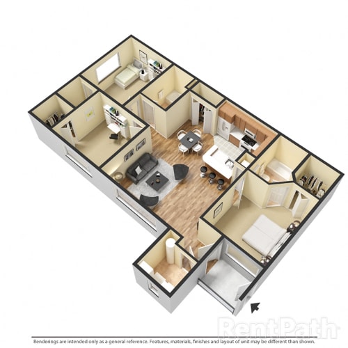 Floor Plan  3d floor plan of a home with a bedroom and a living room
