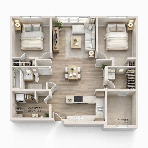 Floor Plan  2 bed 2 bath at The Foundry Apartments , Colorado