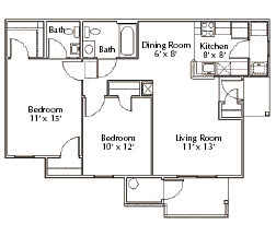 Floor Plan  2 Bedroom | 1.5 Bath