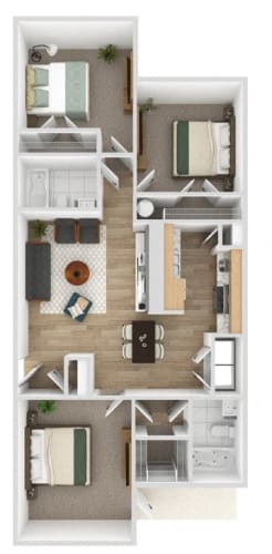 Floor Plan  a 3d rendering of the floor plan of a bedroom