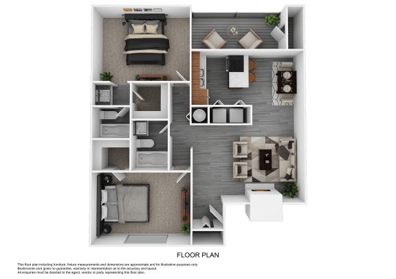 Floor Plan  a 3d floor plan of a house with bedrooms and a living room