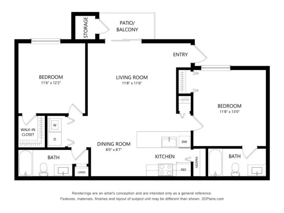 Floor Plan  2 Bedroom | 2 Bathroom