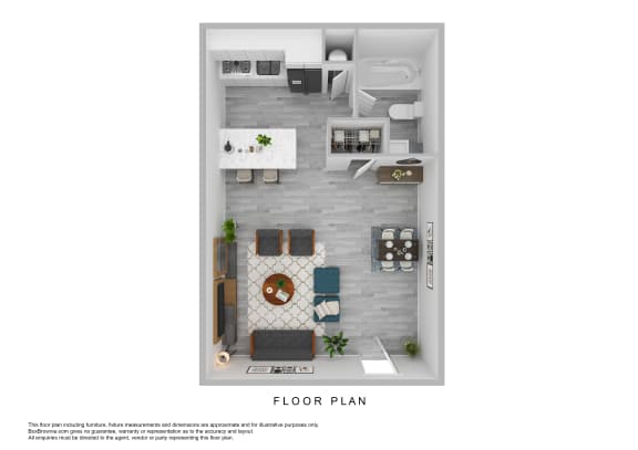 Floor Plan  a hypothetical floor plan for a 1 bedroom floor plan  virtual rendering