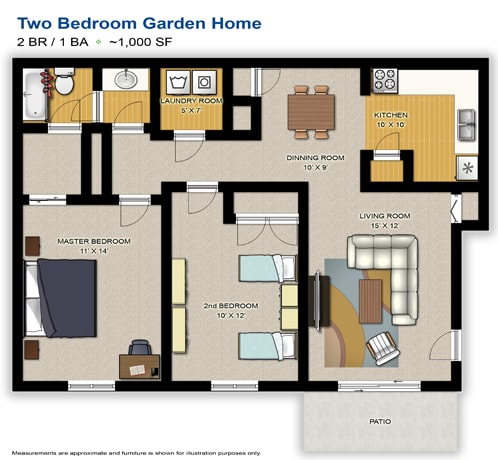 Floor Plan  2 Bed | 1 Bath