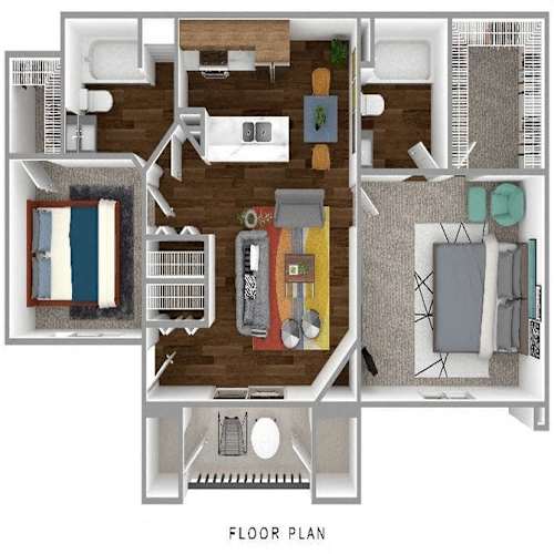 Floor Plan  Two bedroom two bathroom floor plan layout at Stetson Meadows Apartments, Colorado