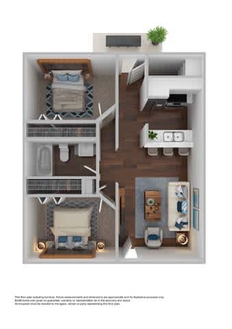Floor Plan  234 sq ft 2 bedroom floor plan  the residences at