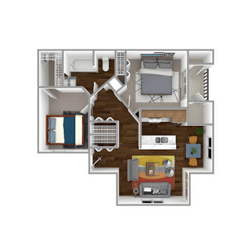 Floor Plan  2 bed two bathroom floorplan at Stetson Meadows Apartments, Colorado Springs, 80922