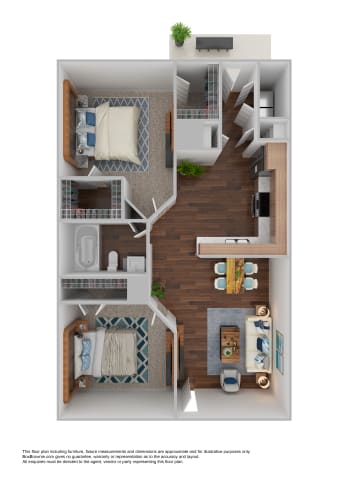 Floor Plan  a stylized floor plan with a bedroom and living room