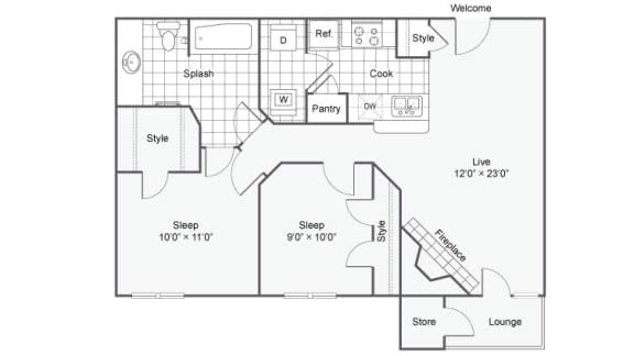 Floor Plan  a floor plan of a house with a lot of furniture