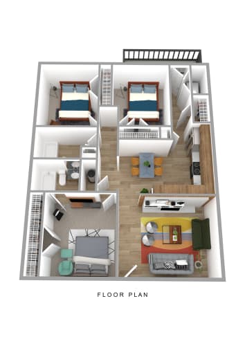 Floor Plan  a 3d floor plan of a room with a bedroom
